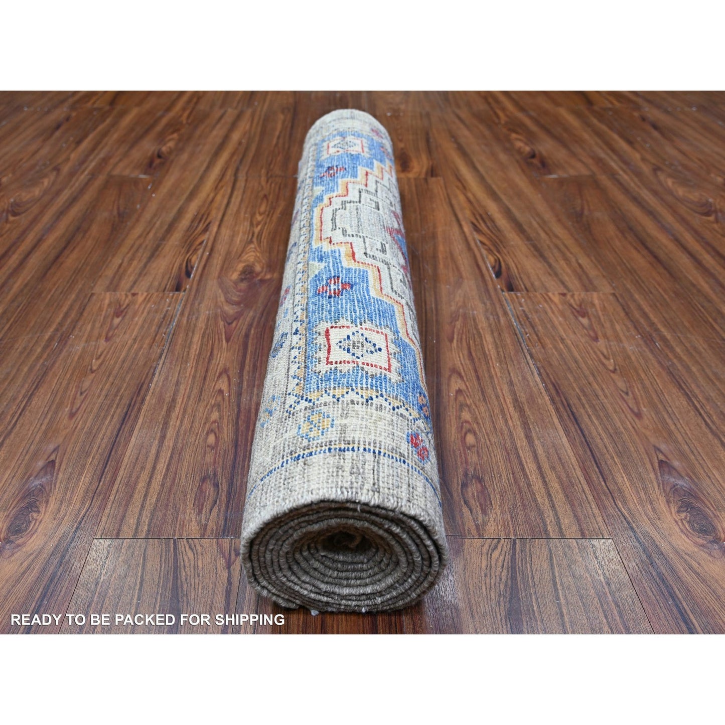 3'X11'8" Koala Gray Angora Oushak Vibrant Wool Hand Knotted Runner Rug
