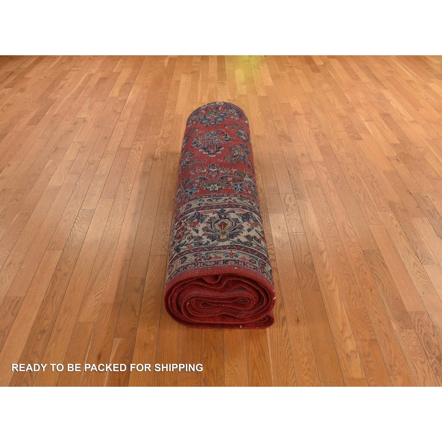 10'X13'9" Crimson Red Vintage Zoroastrian Saroogh Wool Hand Knotted Rug
