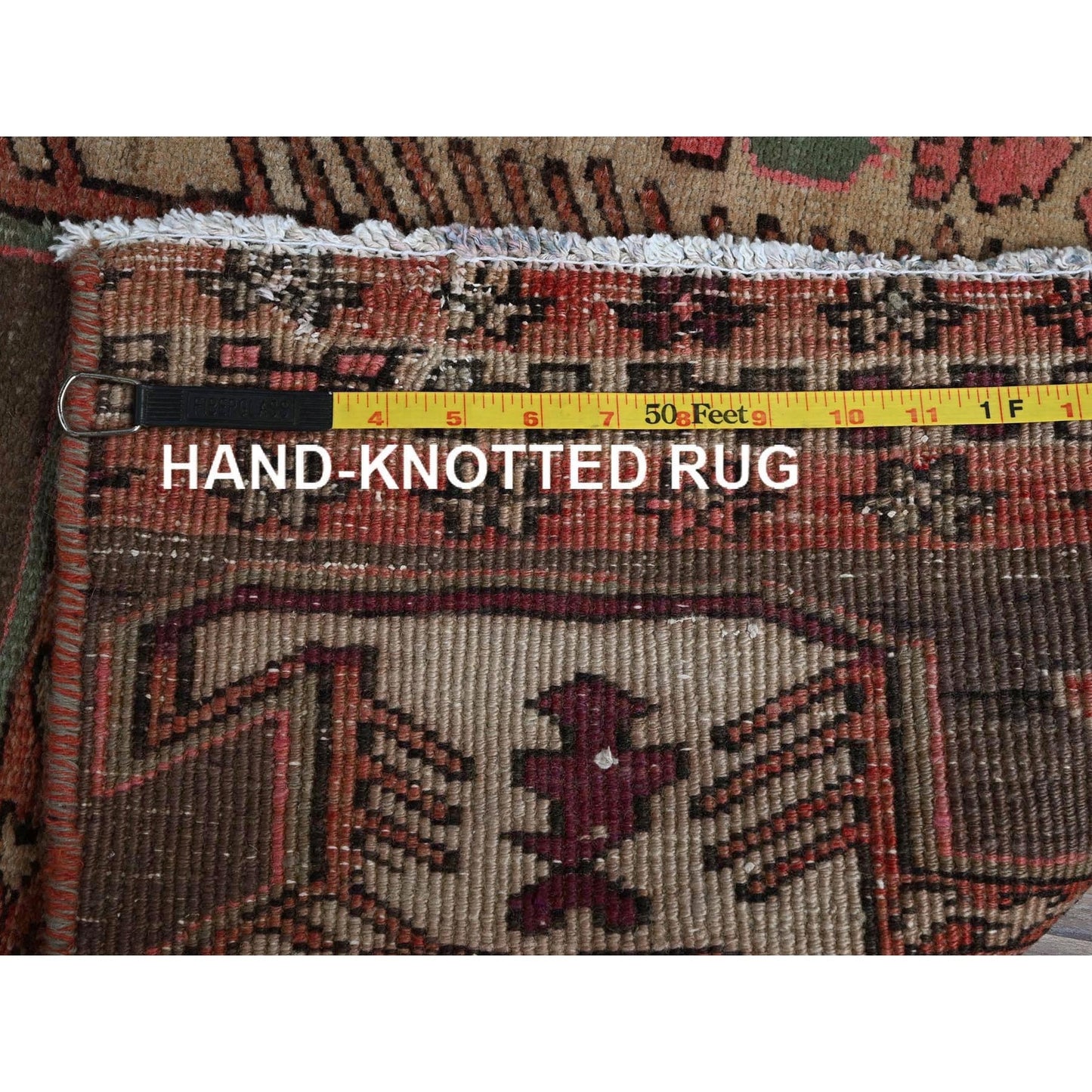 2'7"X9'1" Peach Vintage Zoroastrianheris Hand Knotted Pure Wool Runner Rug
