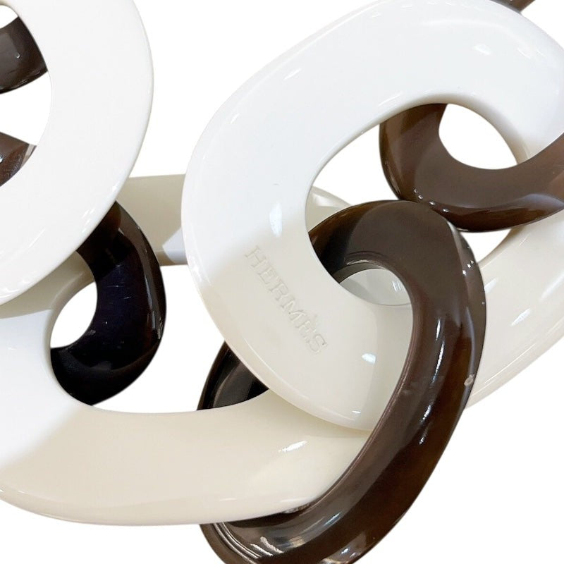 Hermes Caravane Necklace White & Brown Lacquer Buffalo Horn