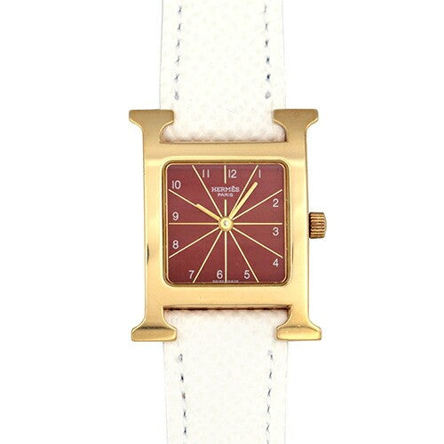 Hermes H Watch Hh1.201 Gp Red Dial Quartz