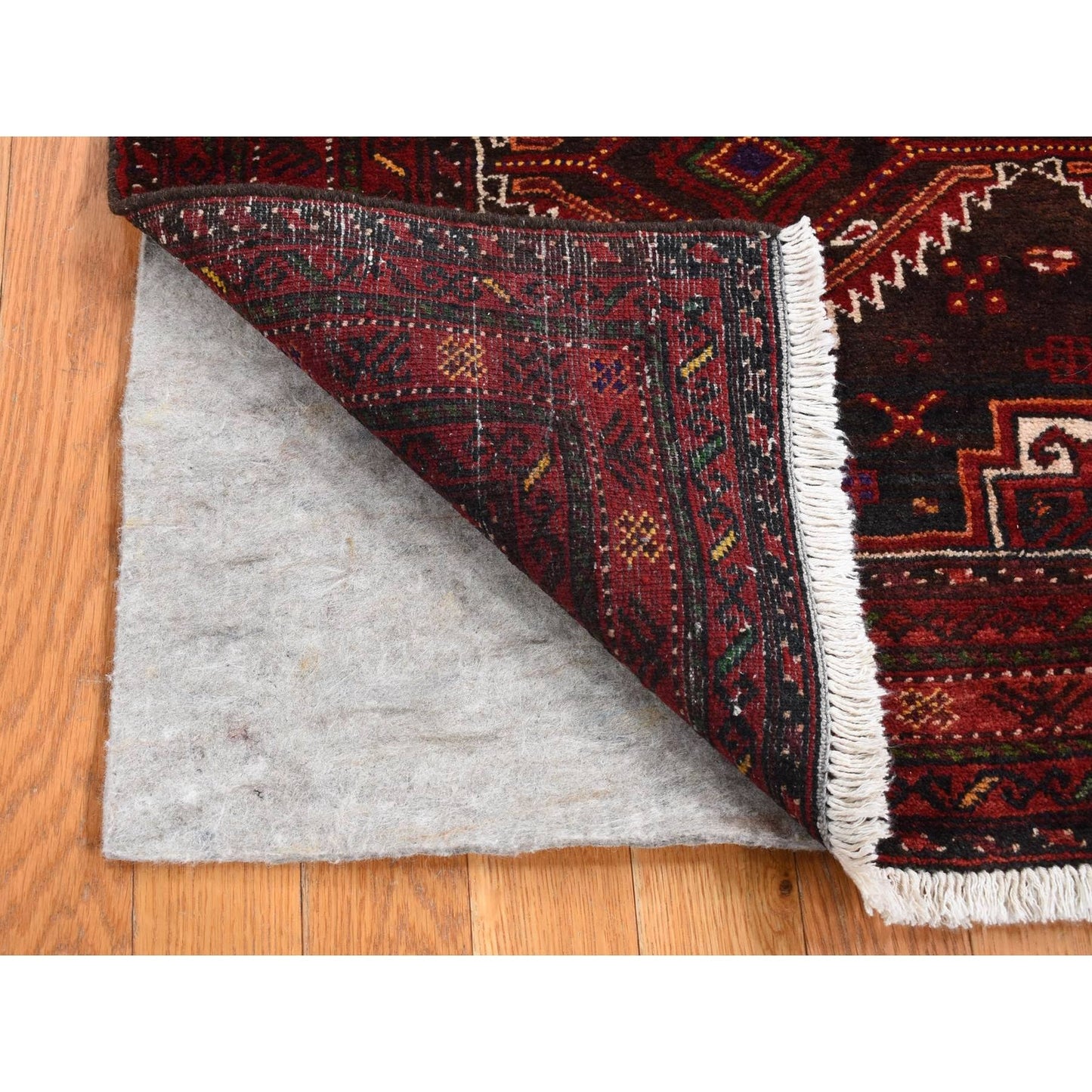 3'7"X6'5" Brown Vintage Zoroastrian Balooch Pure Wool Hand Knotted Rug