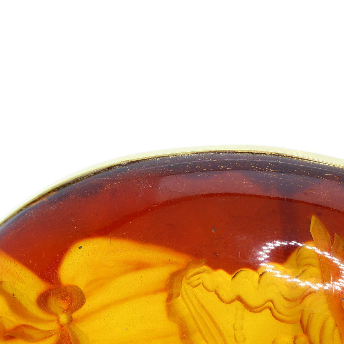 Amber Amber Shell Intaglio Pendant top K18 Yellow