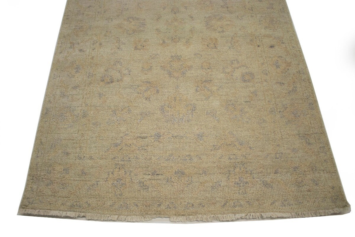 Handmade Oushak Chobi Oriental Rug Muted Floral