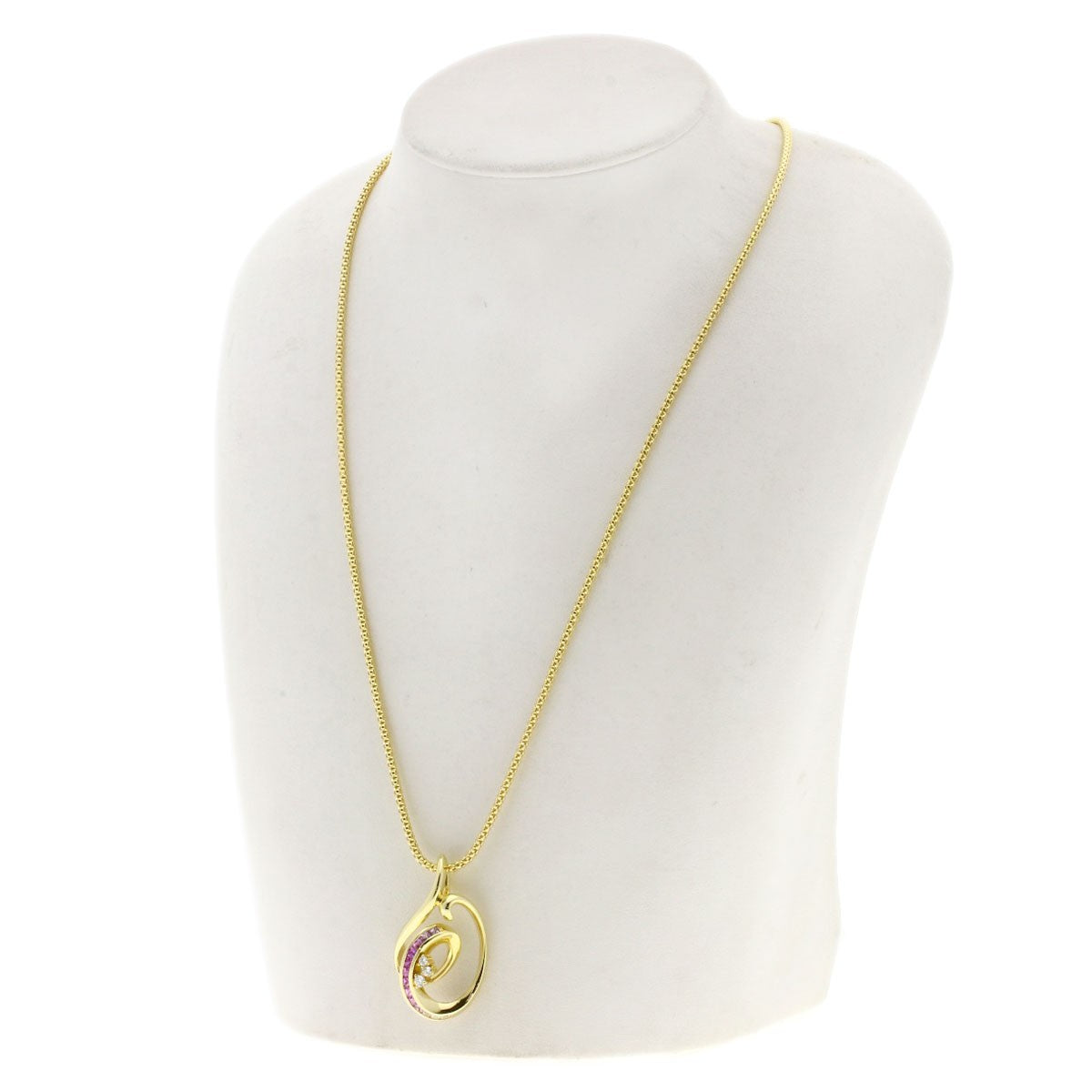 Jeunet Pink Sapphire Diamond Necklace K18 Yellow