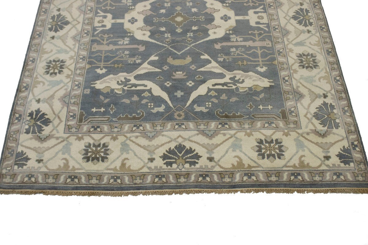 Handmade Oushak Oriental Rug Floral Design Pastel