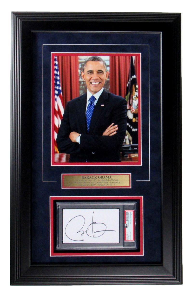 Barack Obama Signed 3X5 Index Card/Cut With 8X10