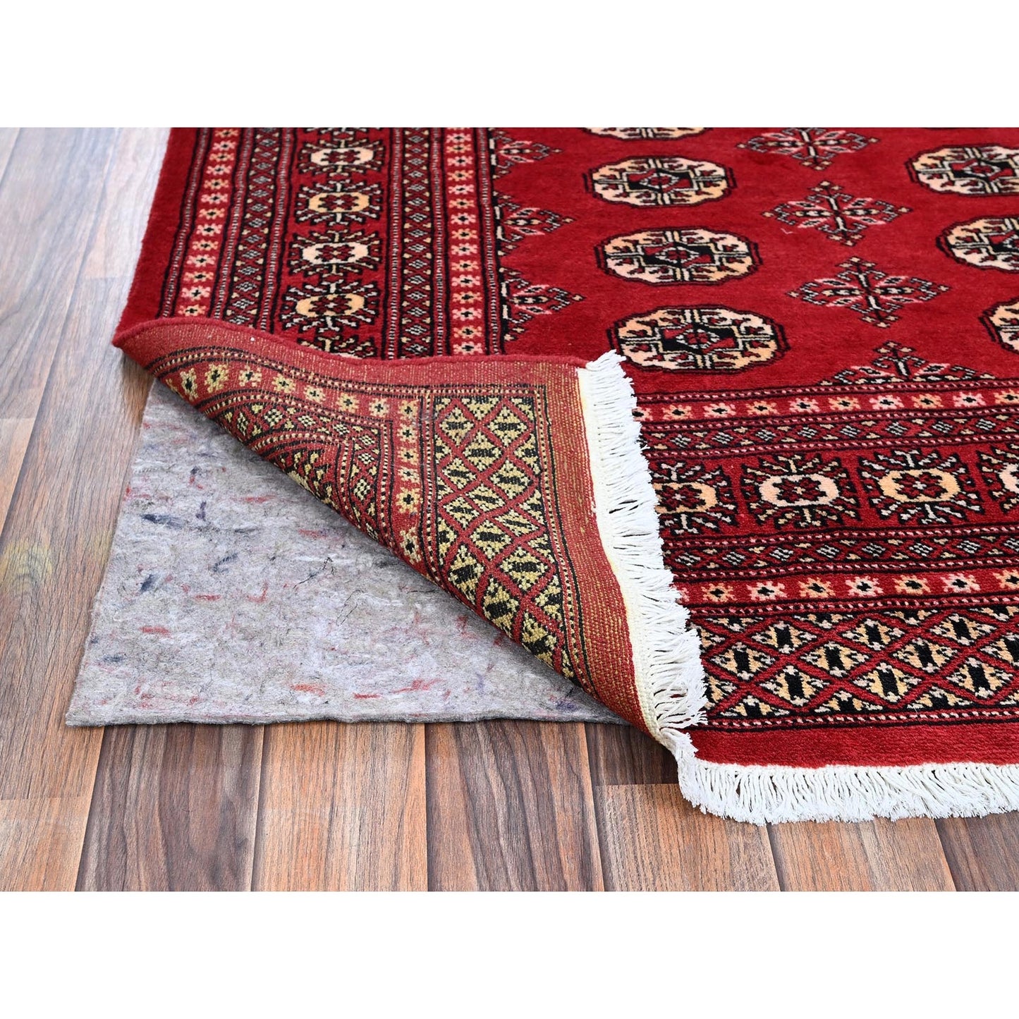 5'1"X8'1" Chili Red Princess Bokara Soft Wool Hand Knotted Mat Rug