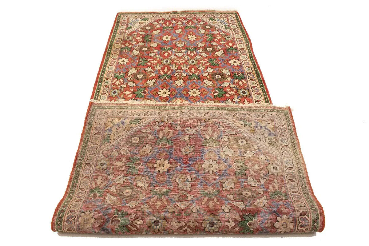 Rare Vintage Red Floral Oriental Runner Rug