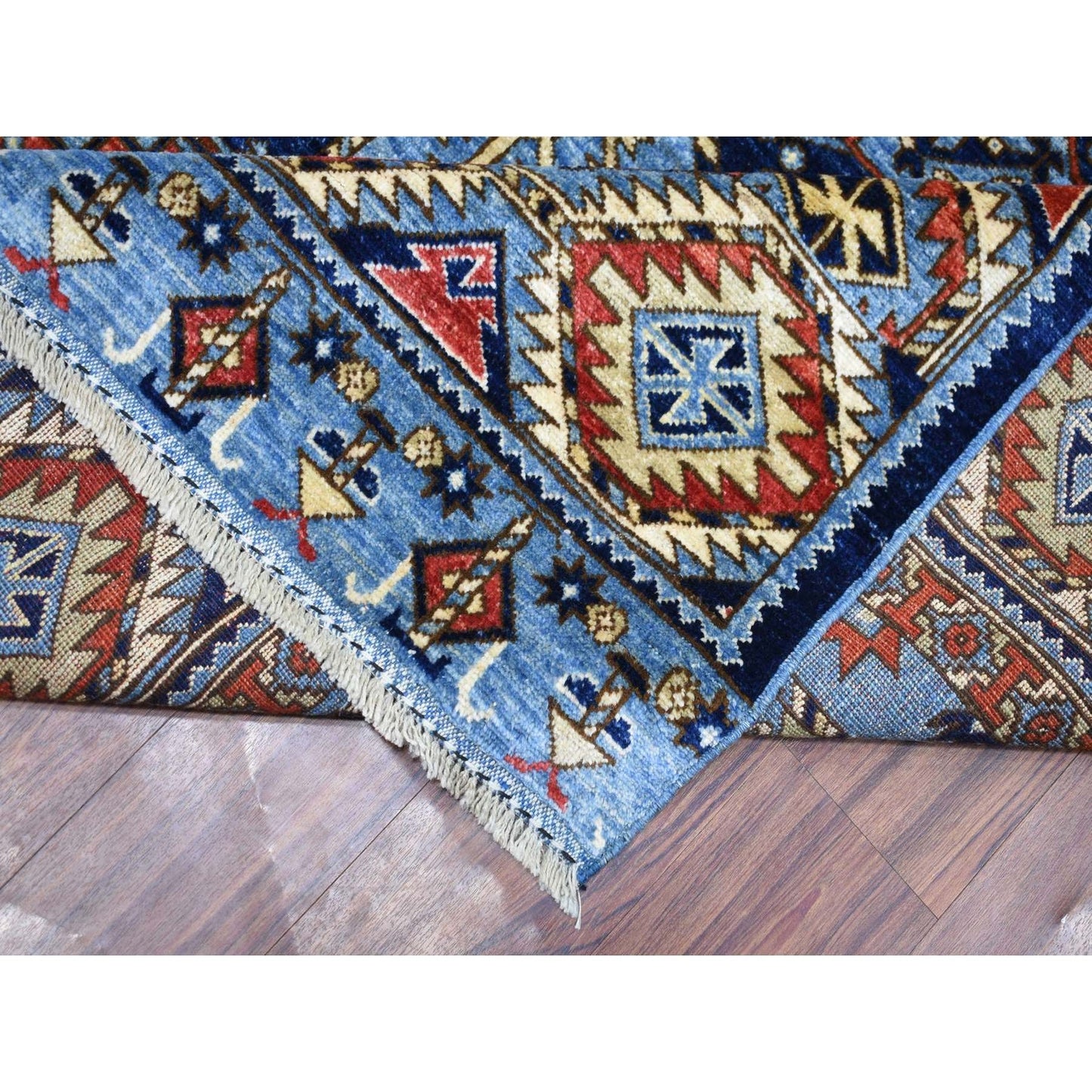 9'8"X12'4" Hand Knotted Blue Afghan Ersari Afghan Wool Oriental Rug