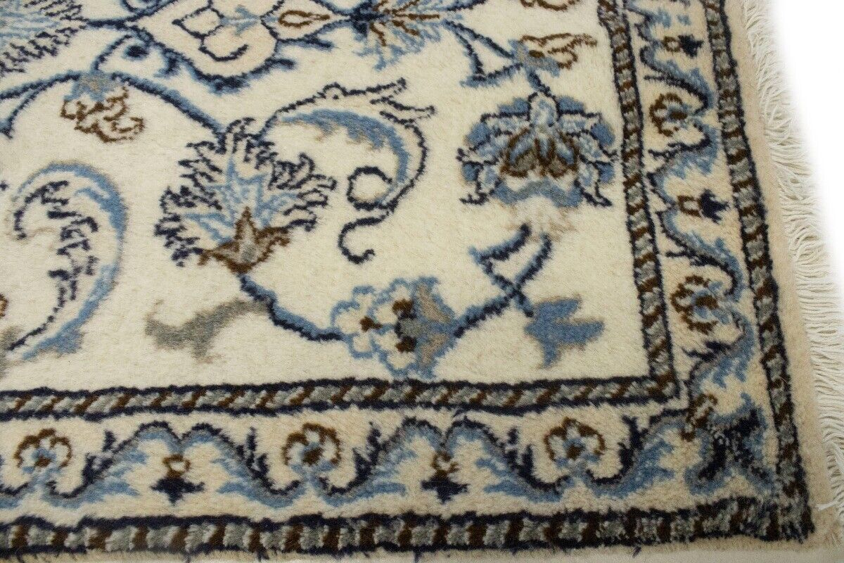 Handmade Nain Oriental Rug Small Wool Carpet