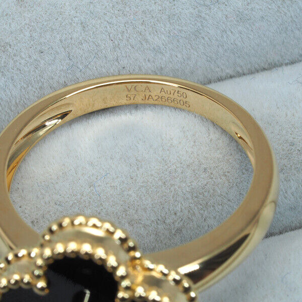 Van Cleef & Arpels Ring Vintage Alhambra Onyx Diamond Eu57 18Kyg