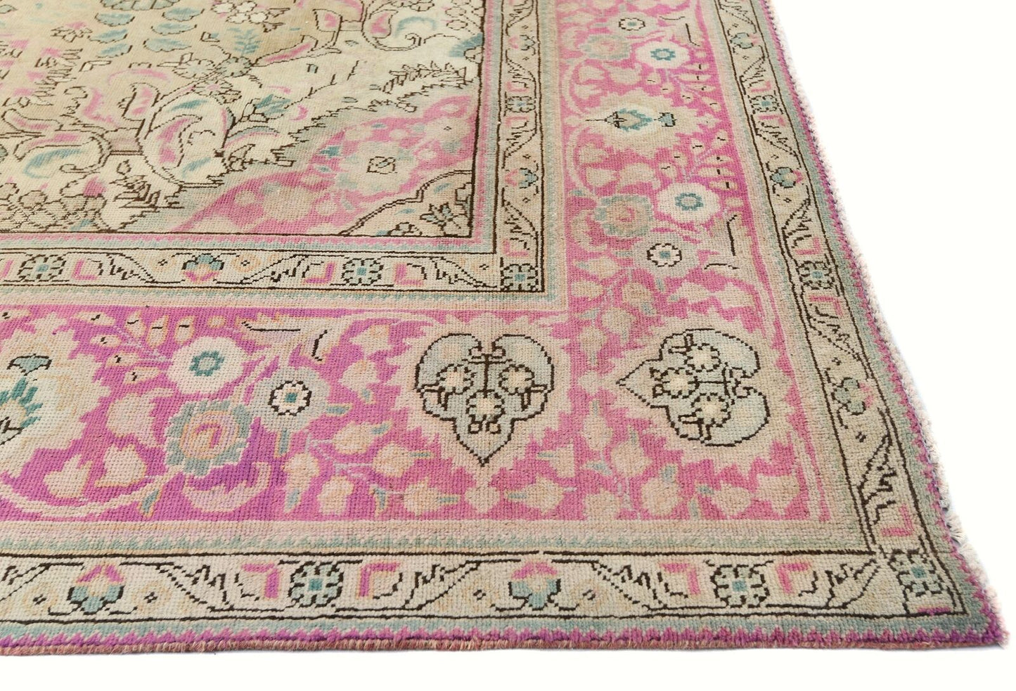 Handmade Distressed Antique Oriental Rug Floral