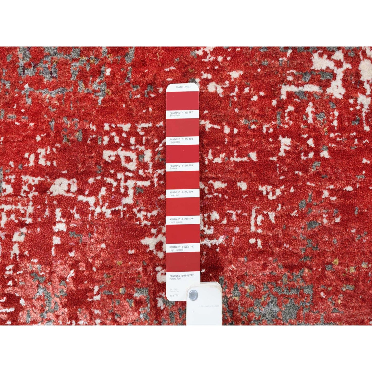 8'X10' Red Modern Design Wool And Silk Hand Knotted Rug