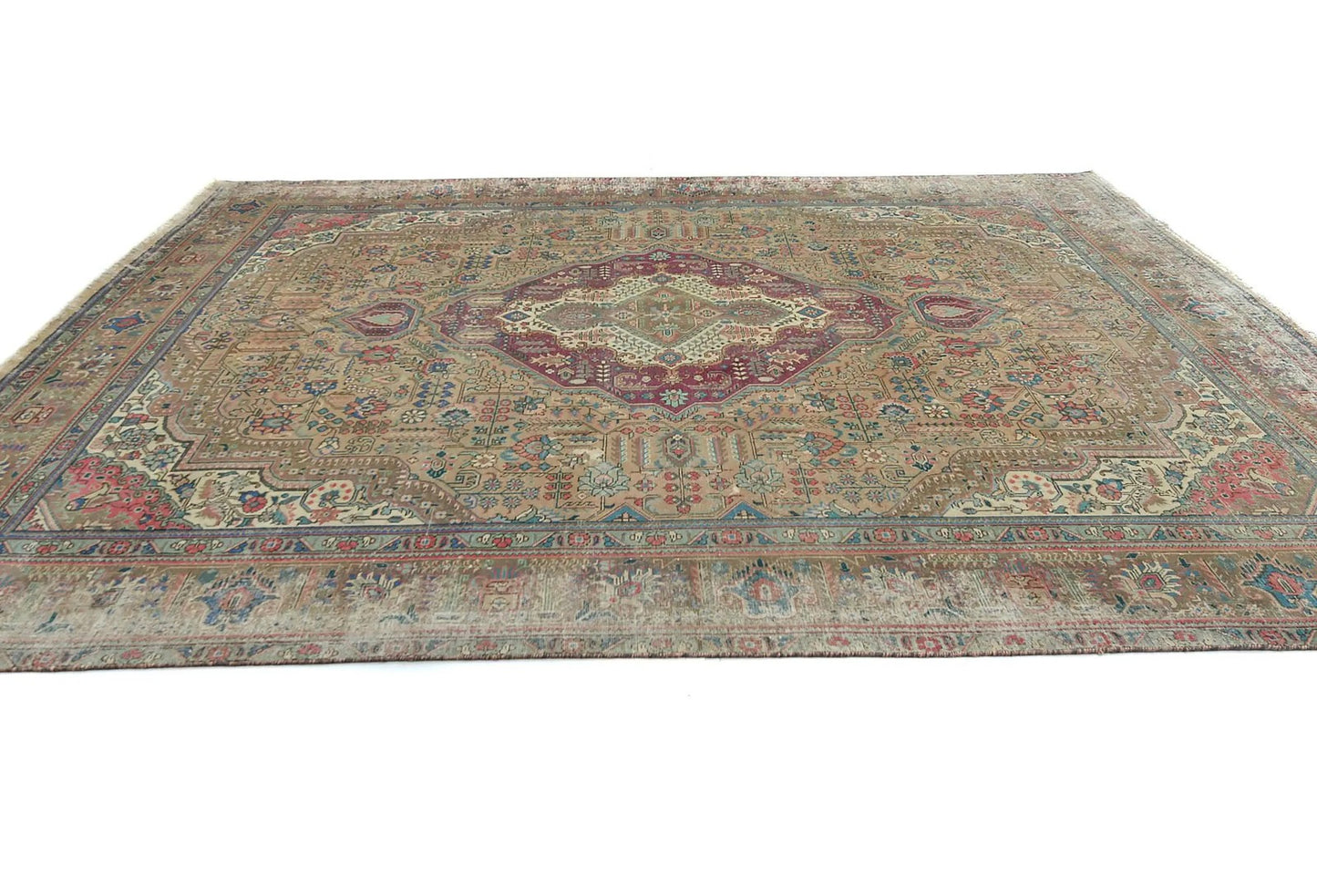 Handmade Distressed Vintage Semi-Antique 9X12 ft