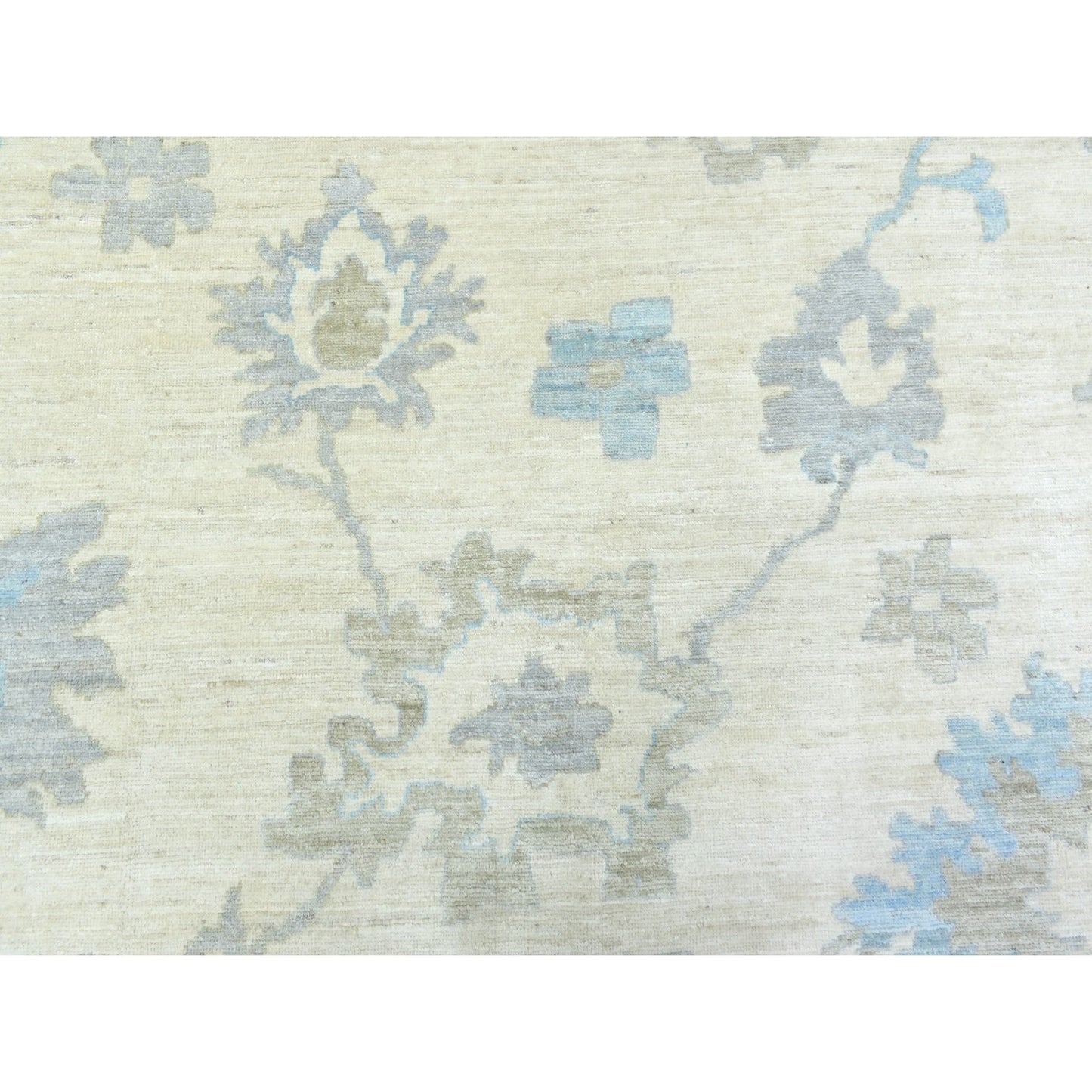 12'X14'7" Ivory Hand Knotted Afghan Angora Oushak Pure Wool Oversize Rug