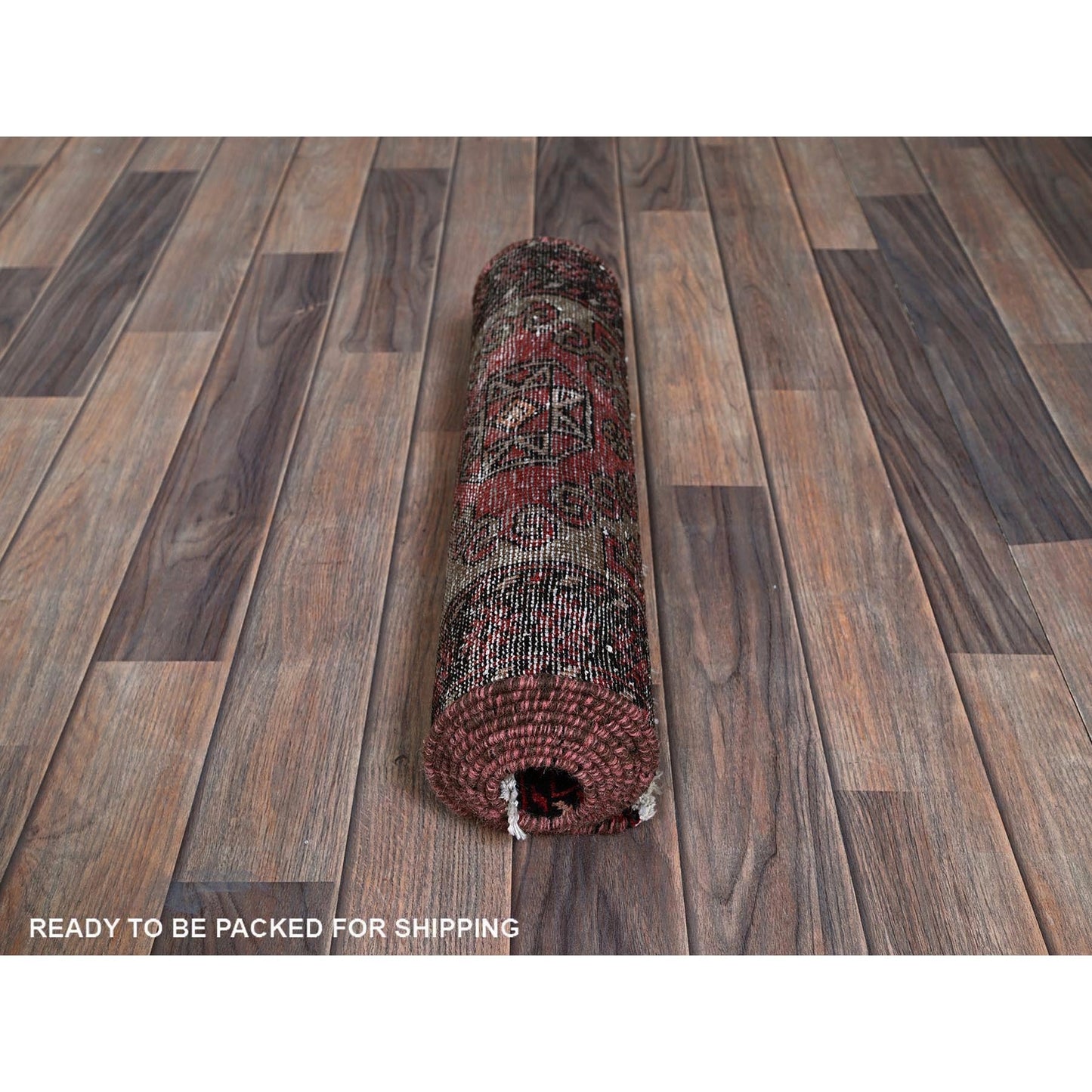 1'8"X7'5" Red Vintage Northwest Zoroastrian Hand Knotted Wool Runner Rug