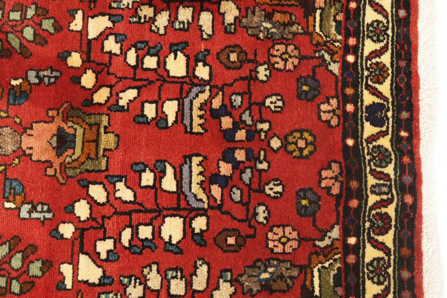 Handmade Vintage Oriental Runner Rug Red Floral