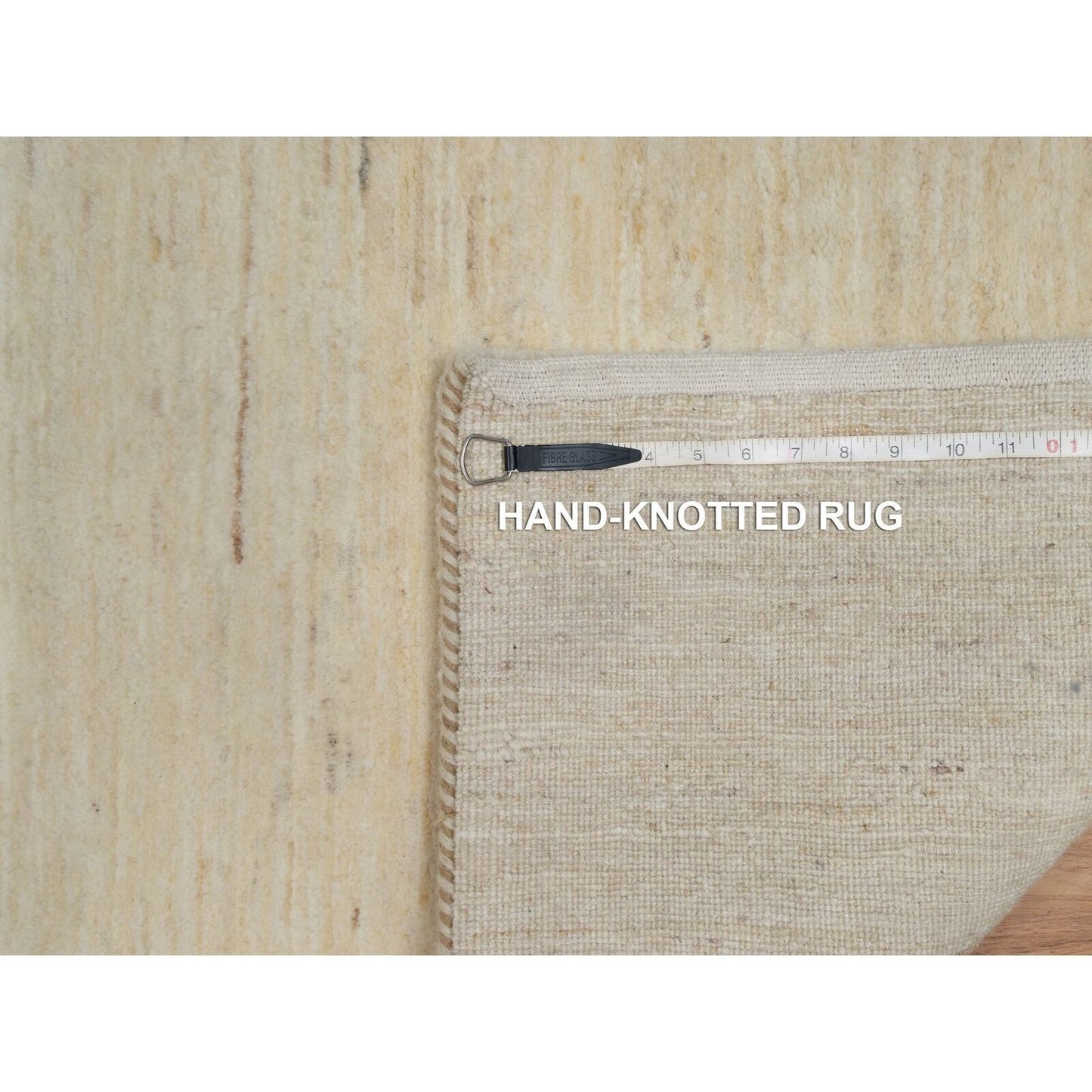 2'4"X11'6" White Lori Buft Pure Wool Plain Design Hand Knotted Runner Rug
