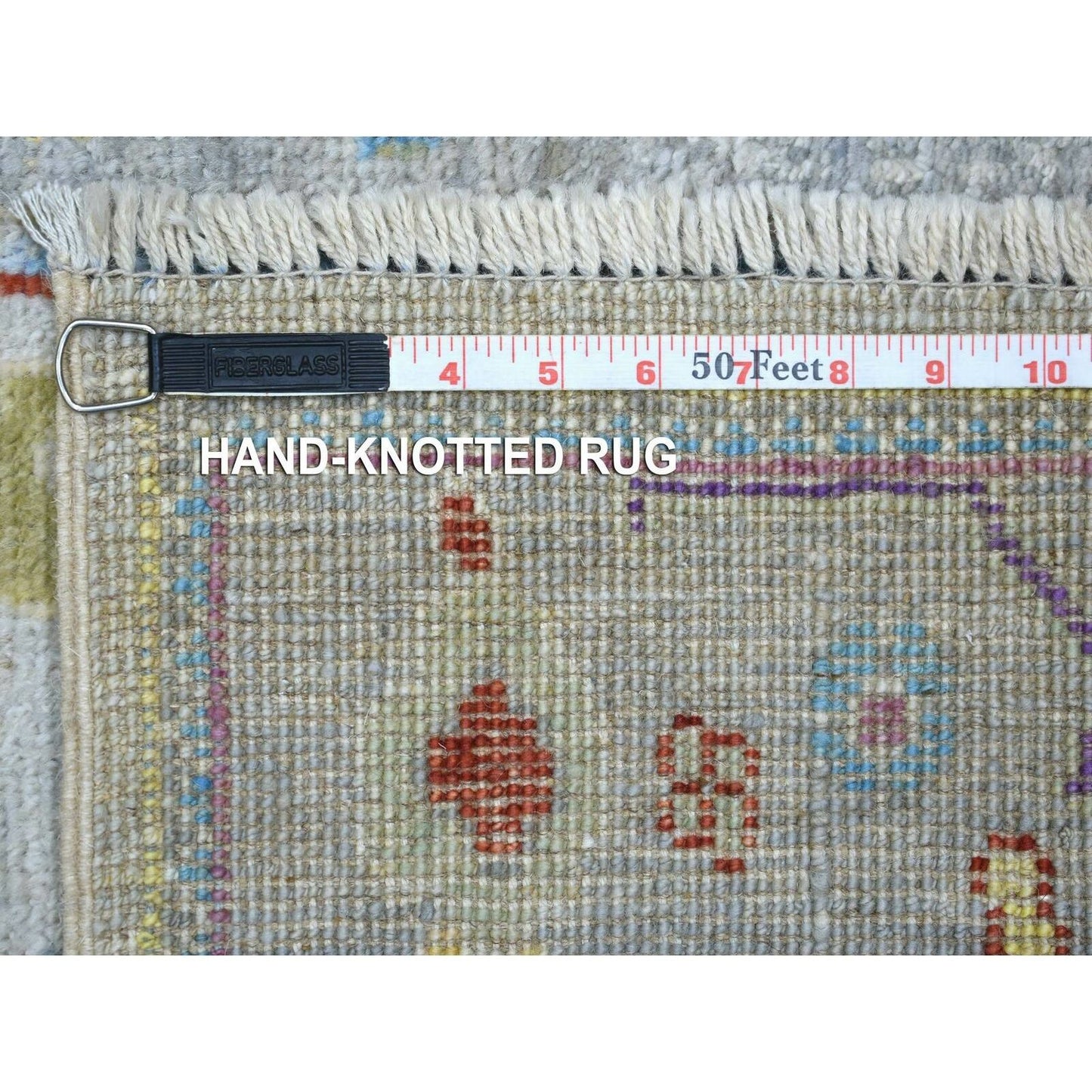 2'5"X9'8" Gray Pure Wool Hand Knotted Afghan Angora Ushak Runner Rug