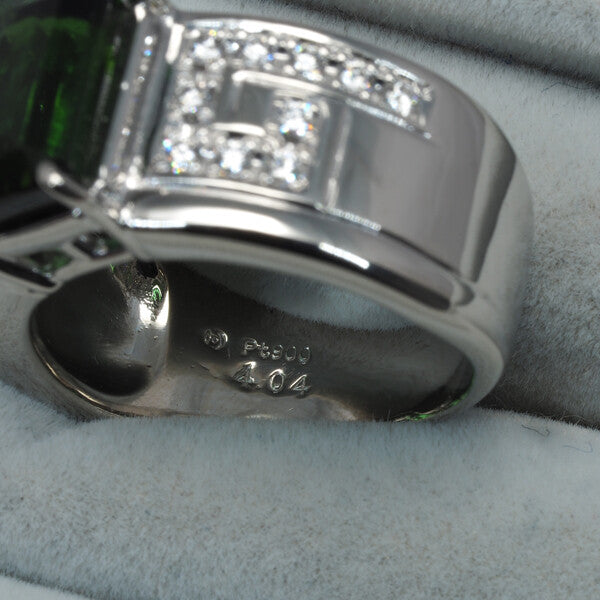 Tasaki Ring Green Tourmaline 4.04Ct Diamond