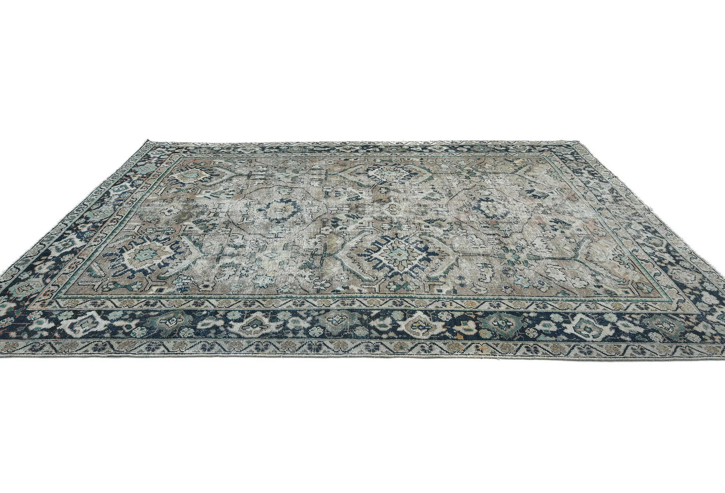 Antique Hand-Knotted Oriental Rug 7X10 Ft Floral