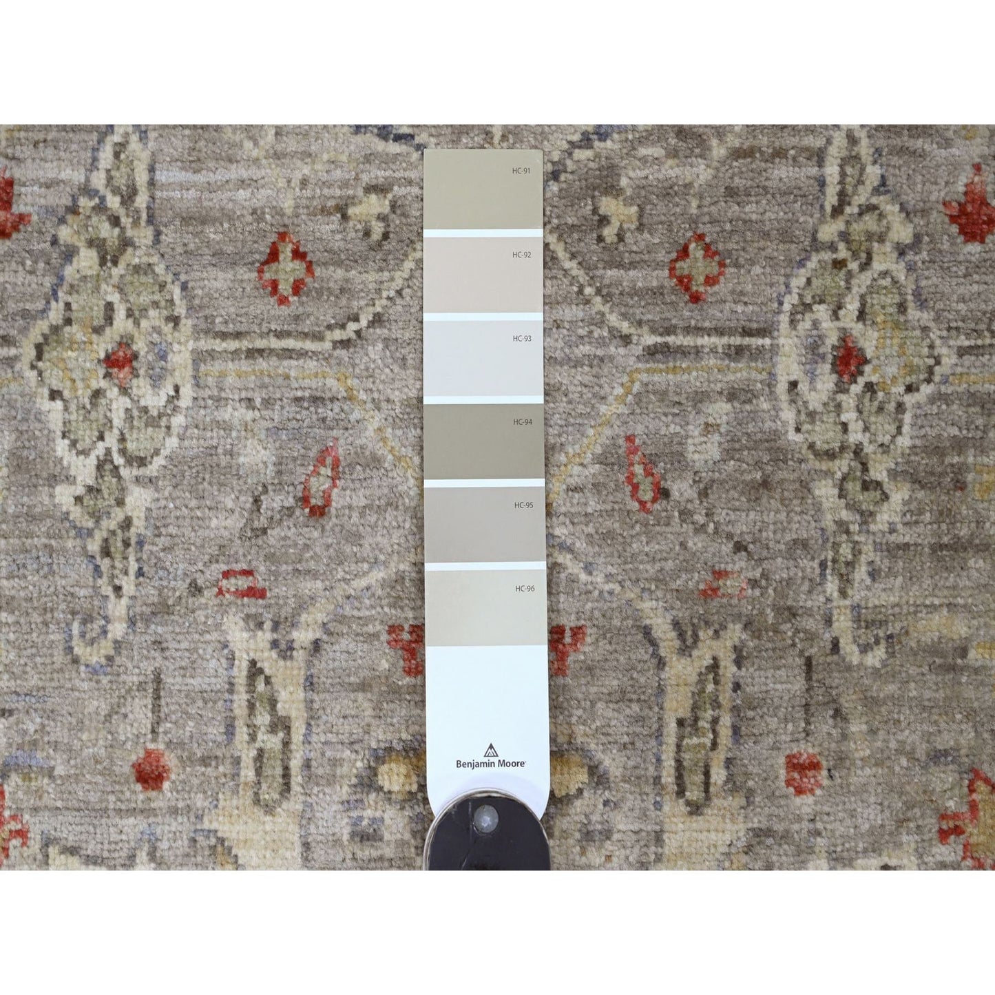 4'X19'3" Gray Peshawar Bijar Garus Design Hand Knotted Wool Runner Rug