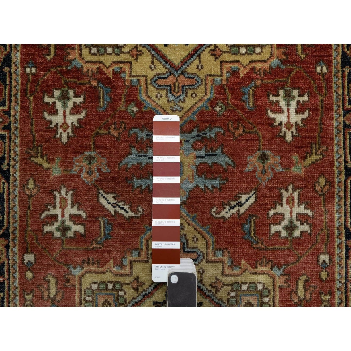 2'7"X7'10" Red New Zealand Wool Heris Revival Hand Knotted Runner Rug