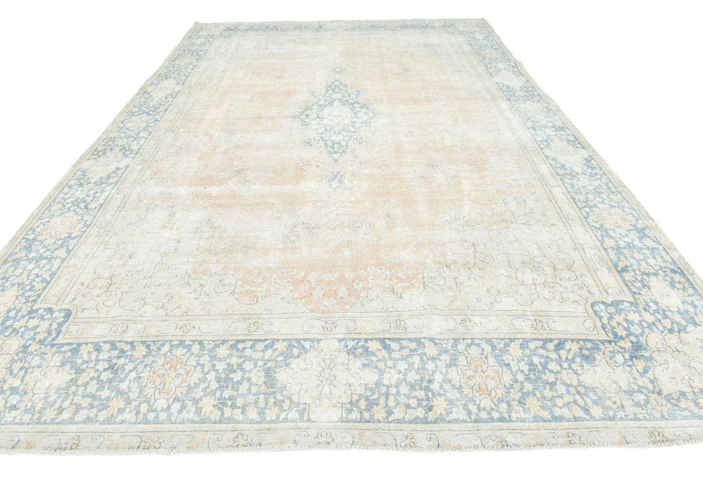 Semi-Antique Floral Distressed Oriental Rug 9X13