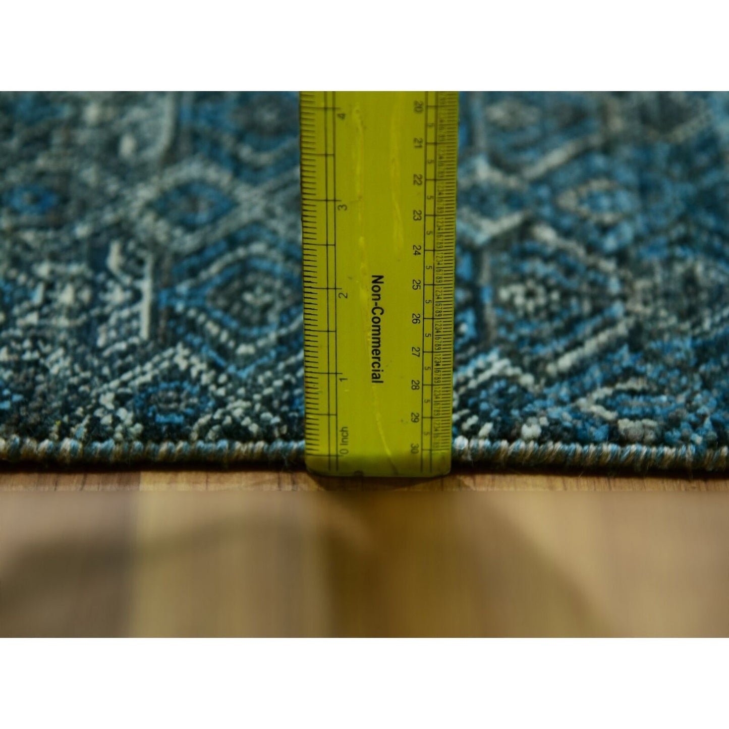 12'X12' Blue Hand Knotted Kohinoor Repetitive Diamond Wool Xl Square Rug