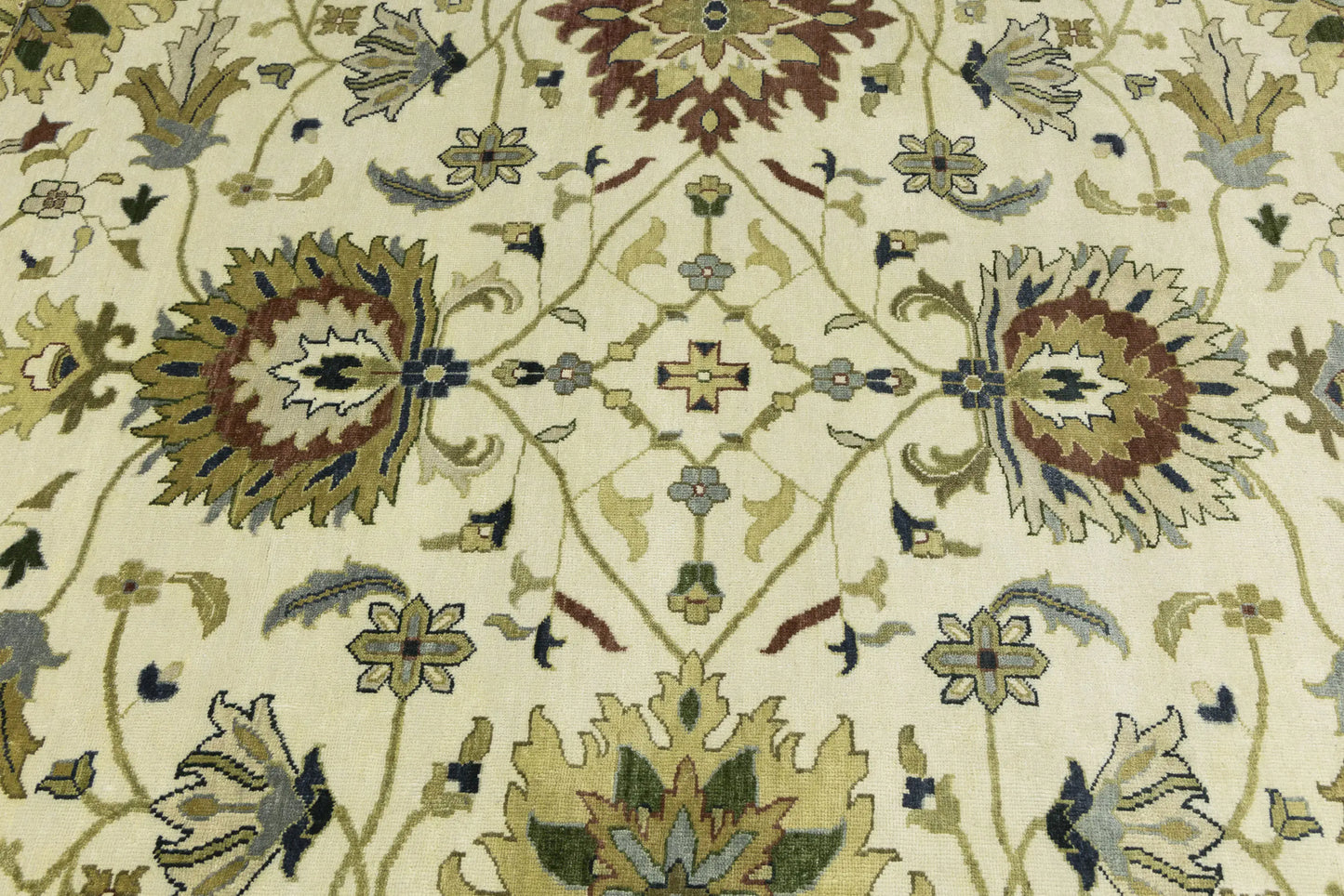 10X10 Ft Square Handmade Cream Floral Chobi