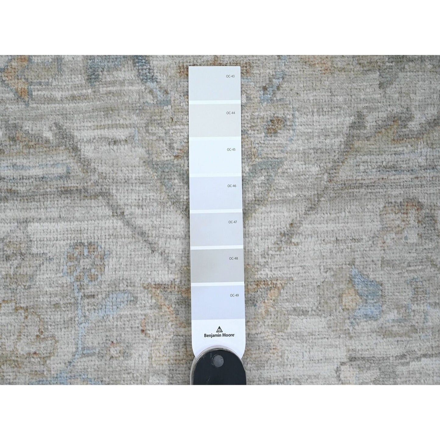 8'2"X10' White Afghan Peshawar Heris All Over Motif Hand Knotted Wool Rug