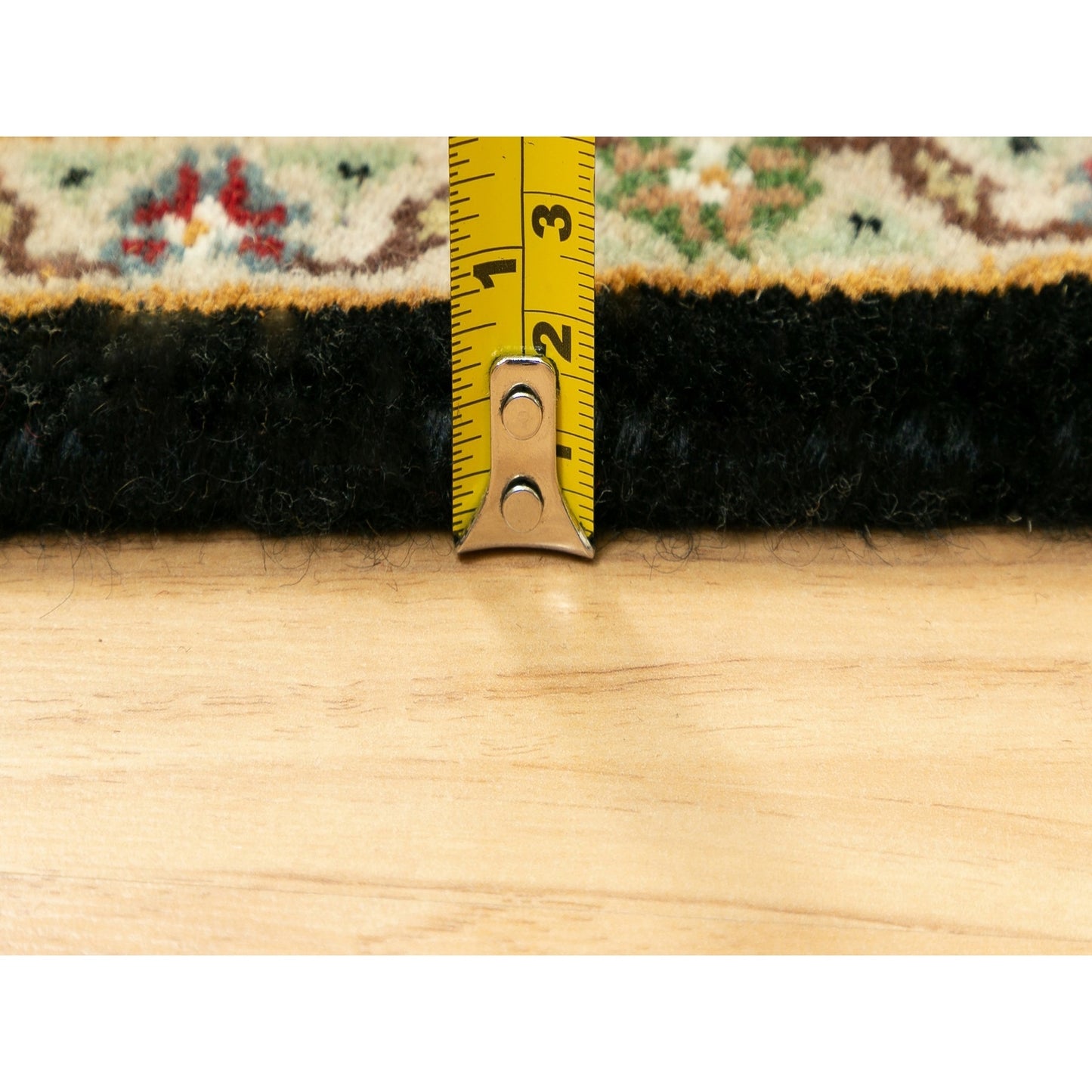 3'1"X5'6" Rich Black Tebraz Mahi 250 Kpsi Wool Hand Knotted Rug