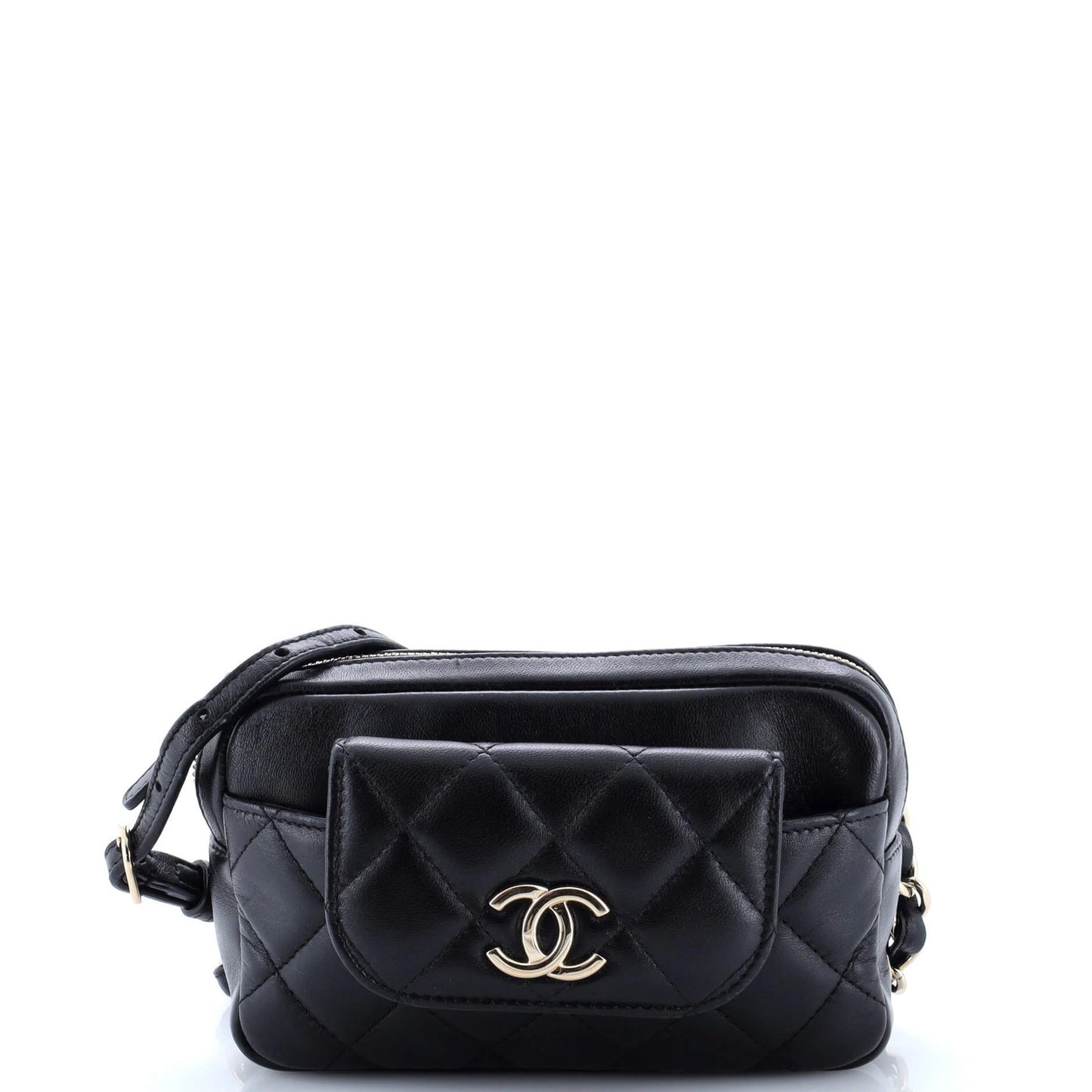 Chanel Cc Front Pocket Waist Bag Quilted Lambskin