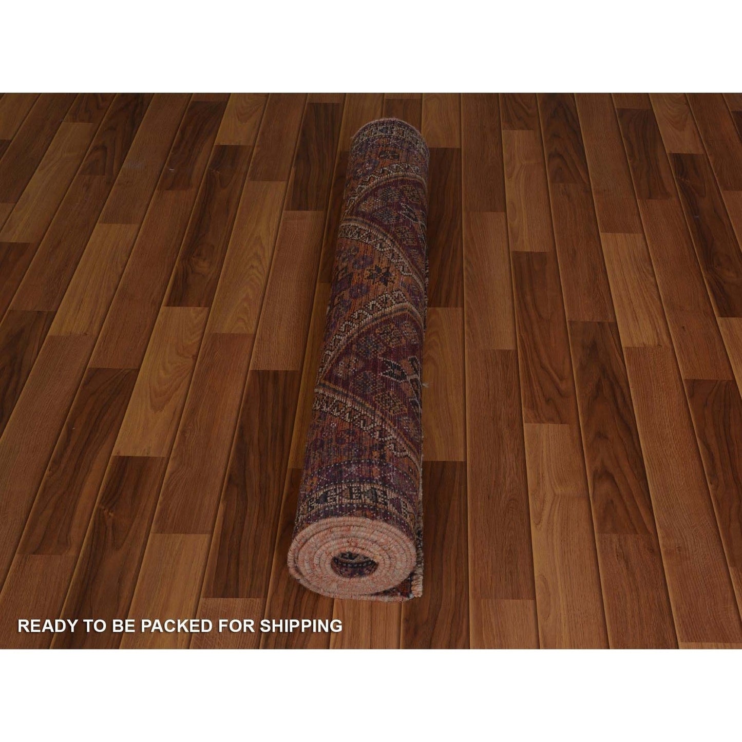 3'10"X9'1" Wide Runner Vintage And Worn Down Hand Knotted Oriental Rug