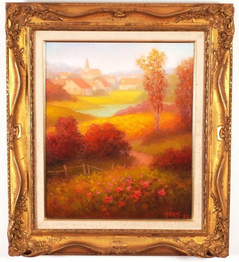 Ronald Greg (Usa) 'Autumn Along The Yonne' Original Oil Painting, Signed, Framed