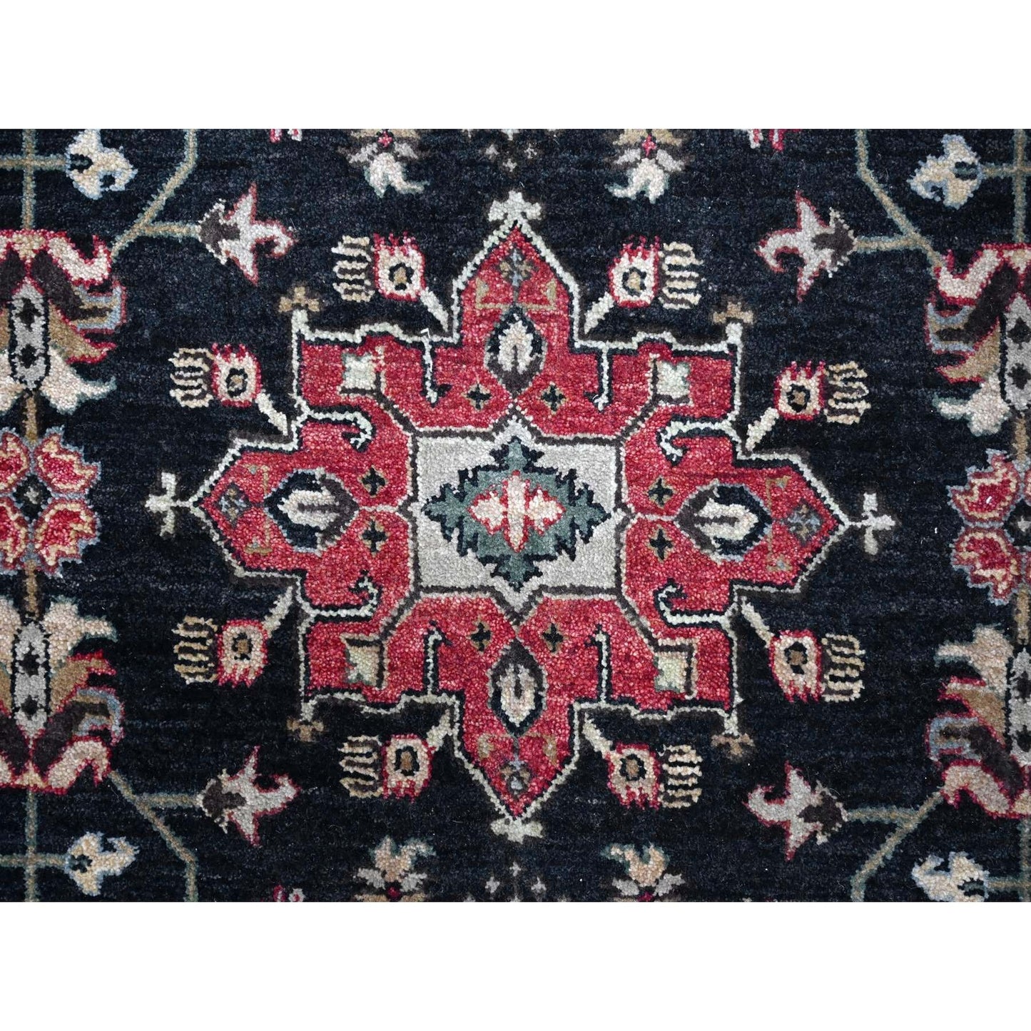10'2"X10'2" Black Hand Knotted Karjihooz Design 100% Wool Square Rug