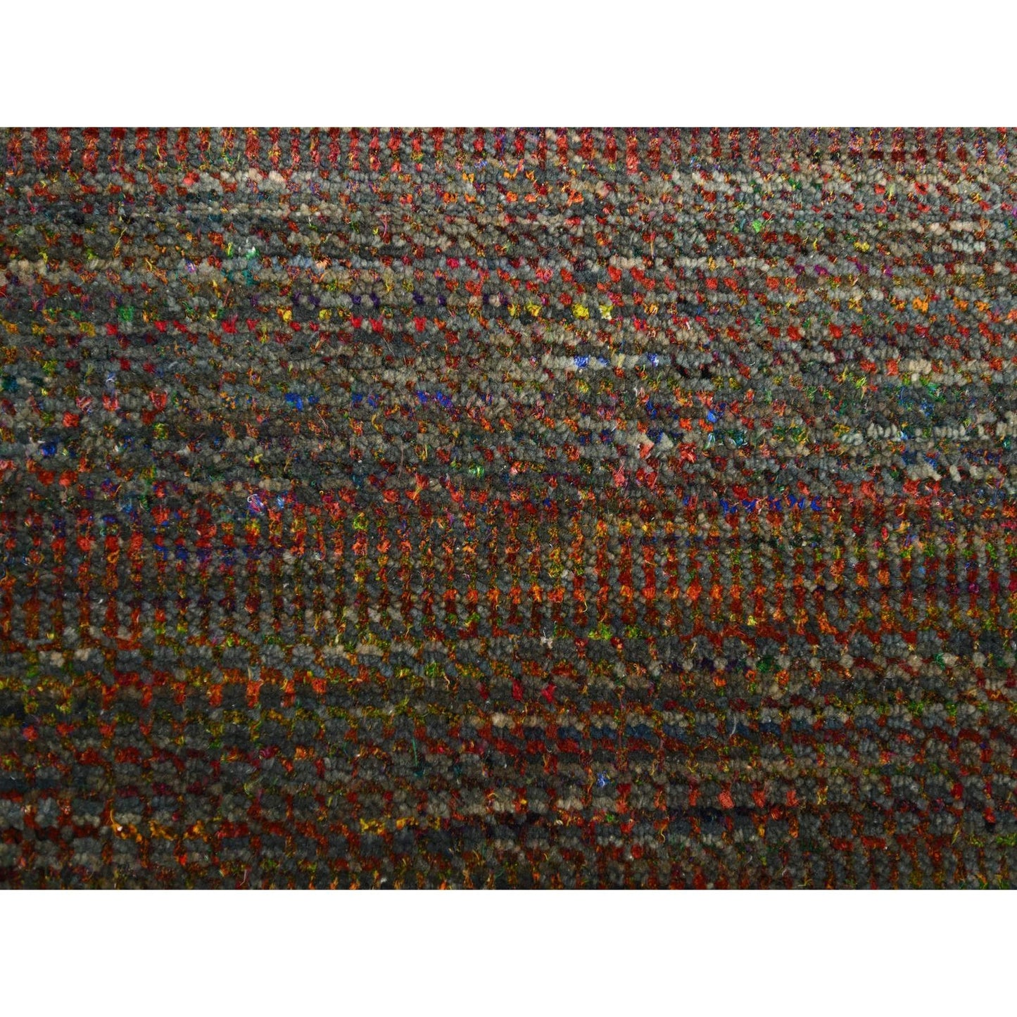 9'1"X12'2" Olive Green Wool And Silk Modern Grass Design Hand Knotted Rug