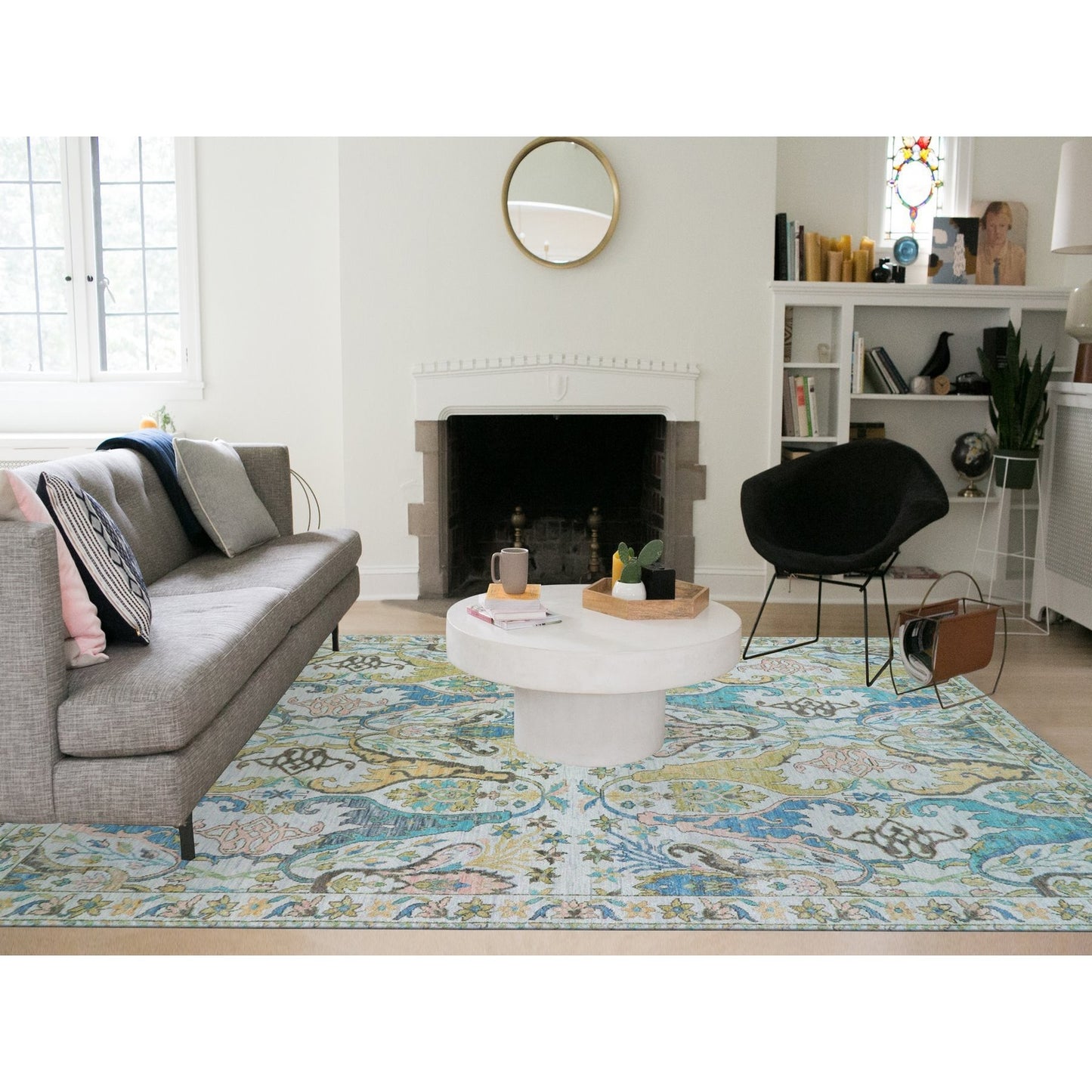 10'4"X14' Snow Ivory Bidjar Garhus Design Hand Knotted Natural Wool Rug