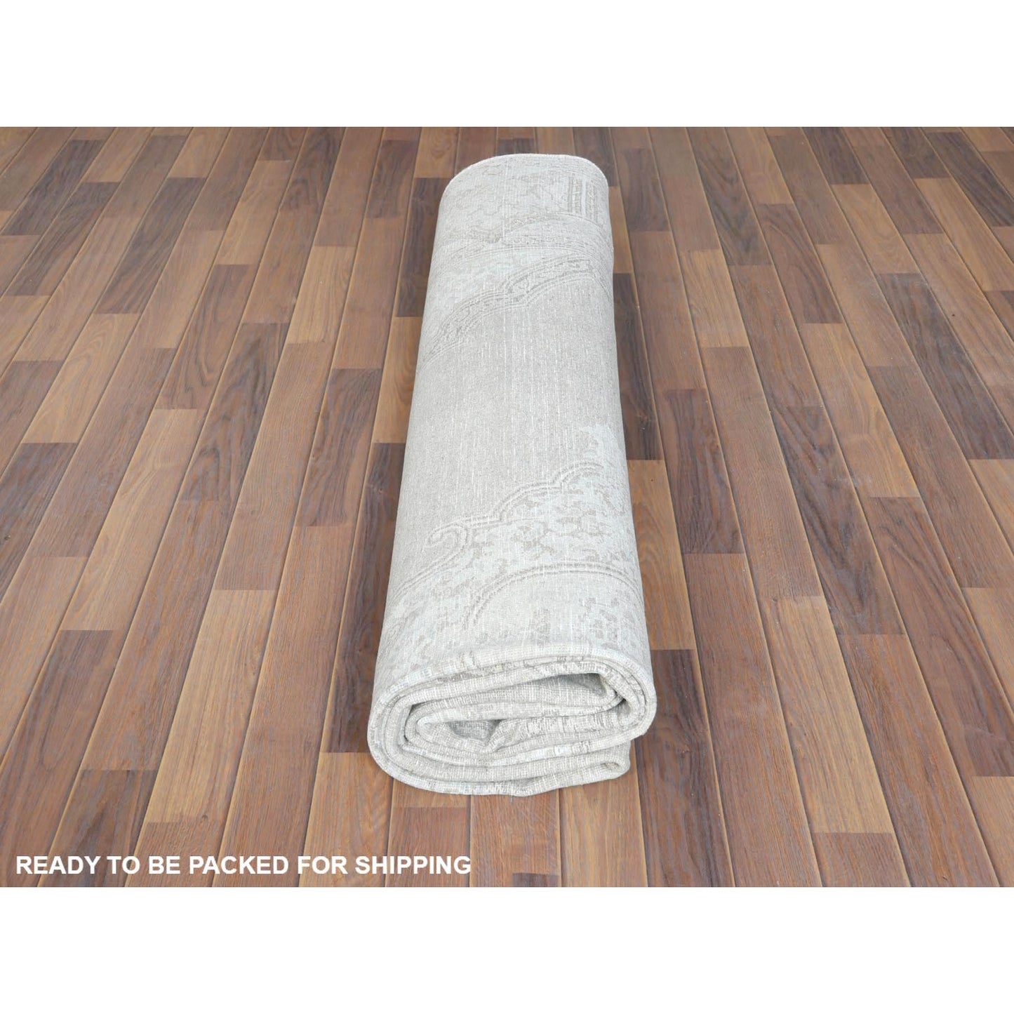 9'6"X12'5" Hand Knotted Ivory Vintage Farsian Karman Worn Wool Rug