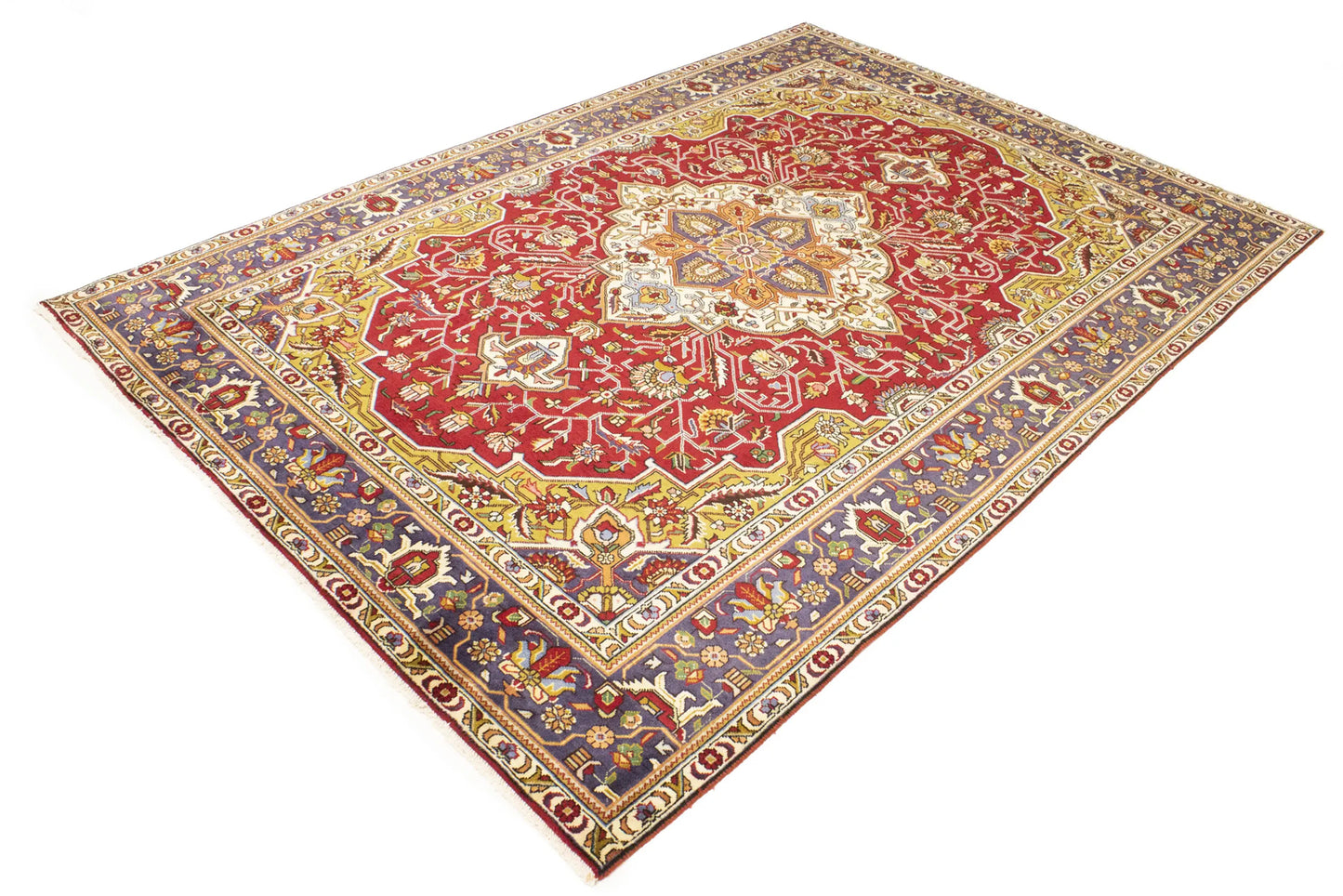 Hand-Knotted Vintage Oriental Rug Red Traditional