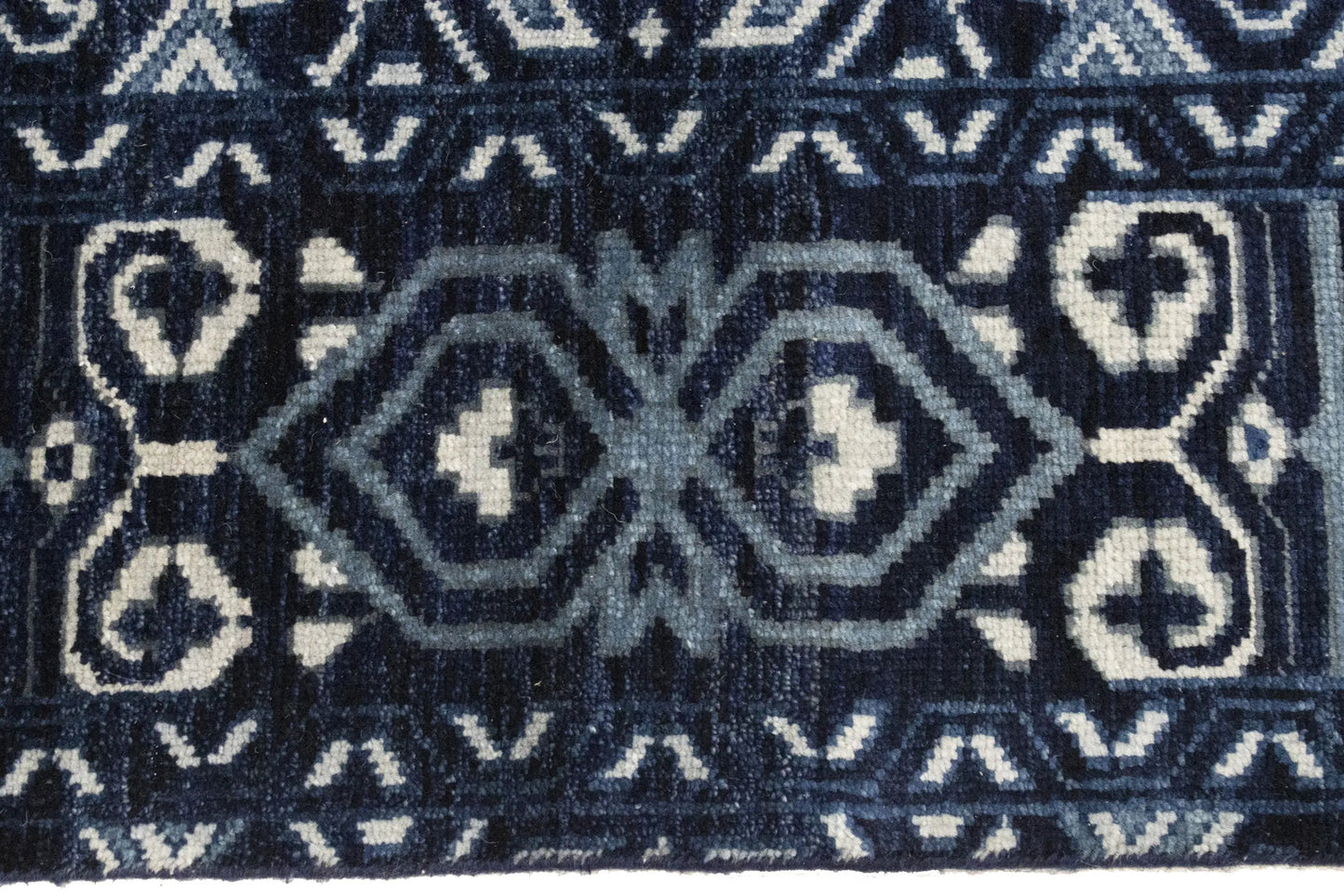 Hand-Knotted Narrow Runner Rug Modern