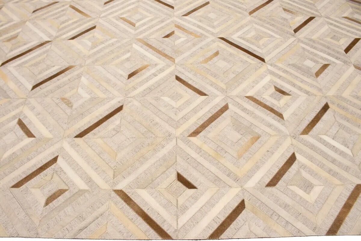 Patchwork Modern Cowhide Leather Rug Contemporary