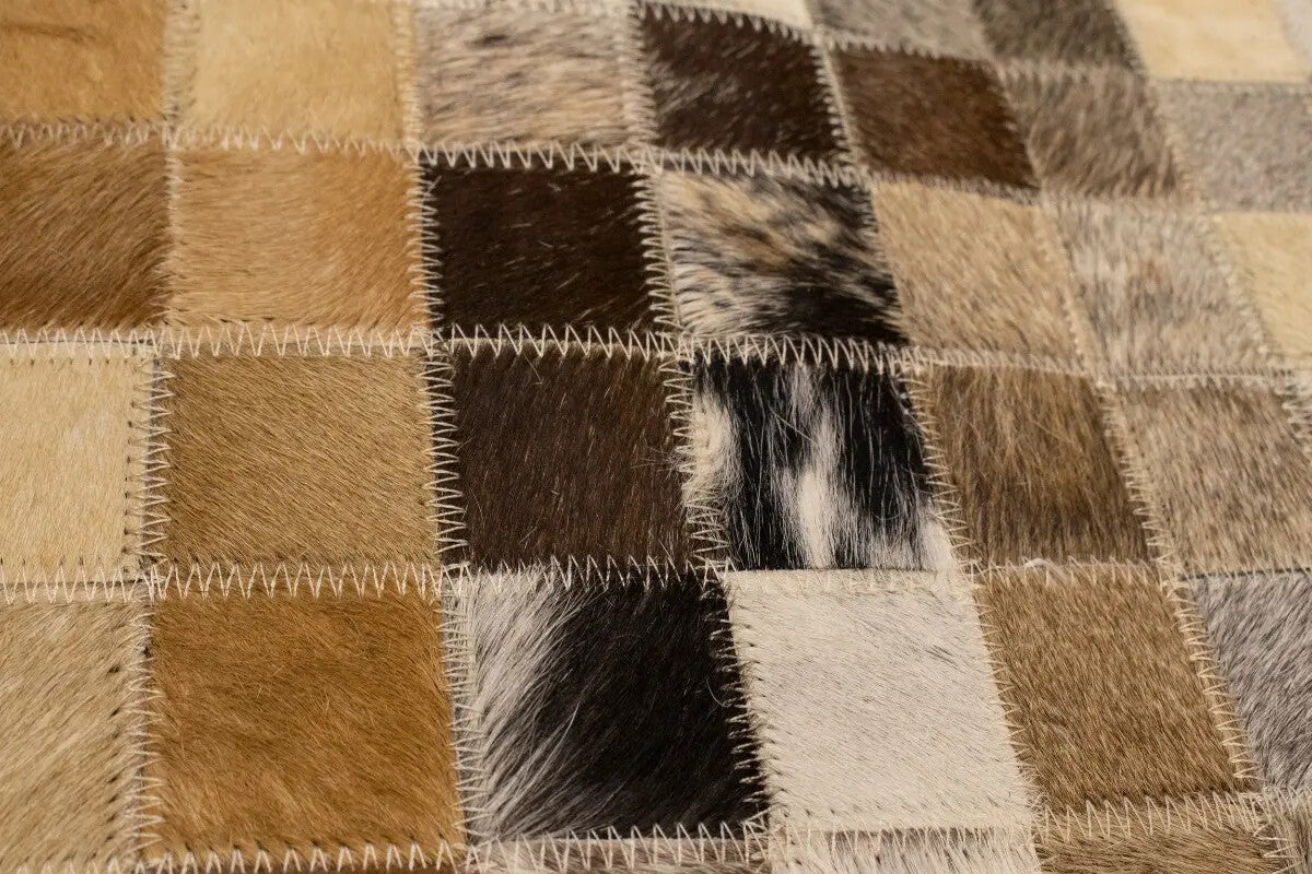 Hand-Crafted Modern Cowhide Leather Rug