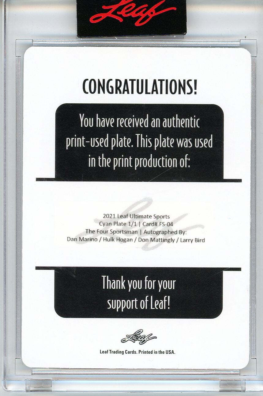 Dan Marino, Hulk Hogan, Dan Mattingly & Larry Bird Autographed 2021 Leaf Ultimat