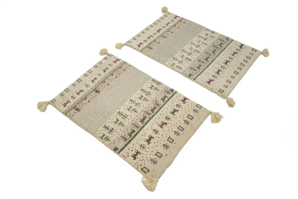 2X3 ft Pair of Hand-Knotted Tribal Plush Gabbeh