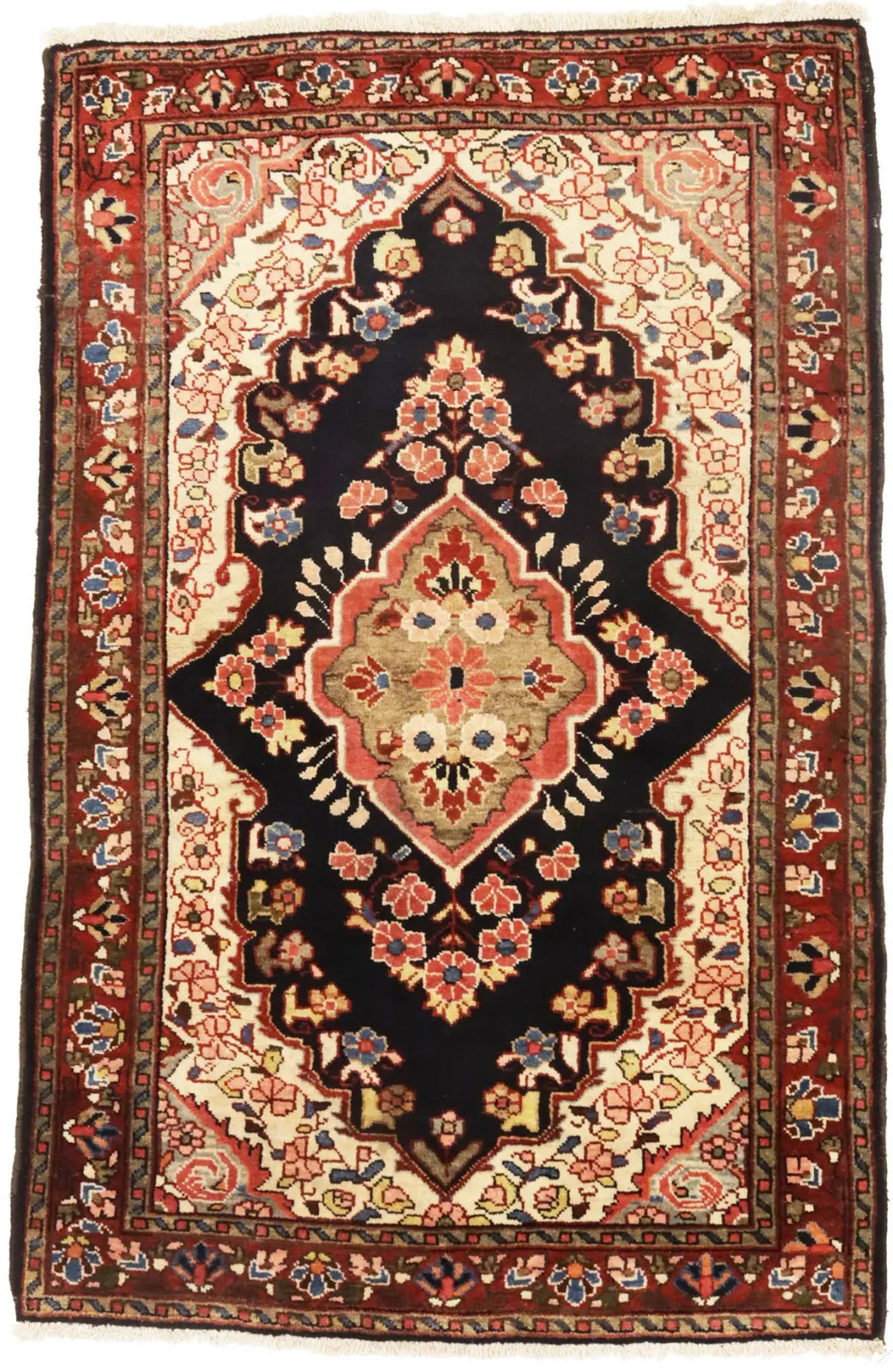 Antique Traditional Floral Oriental Rug Bedroom