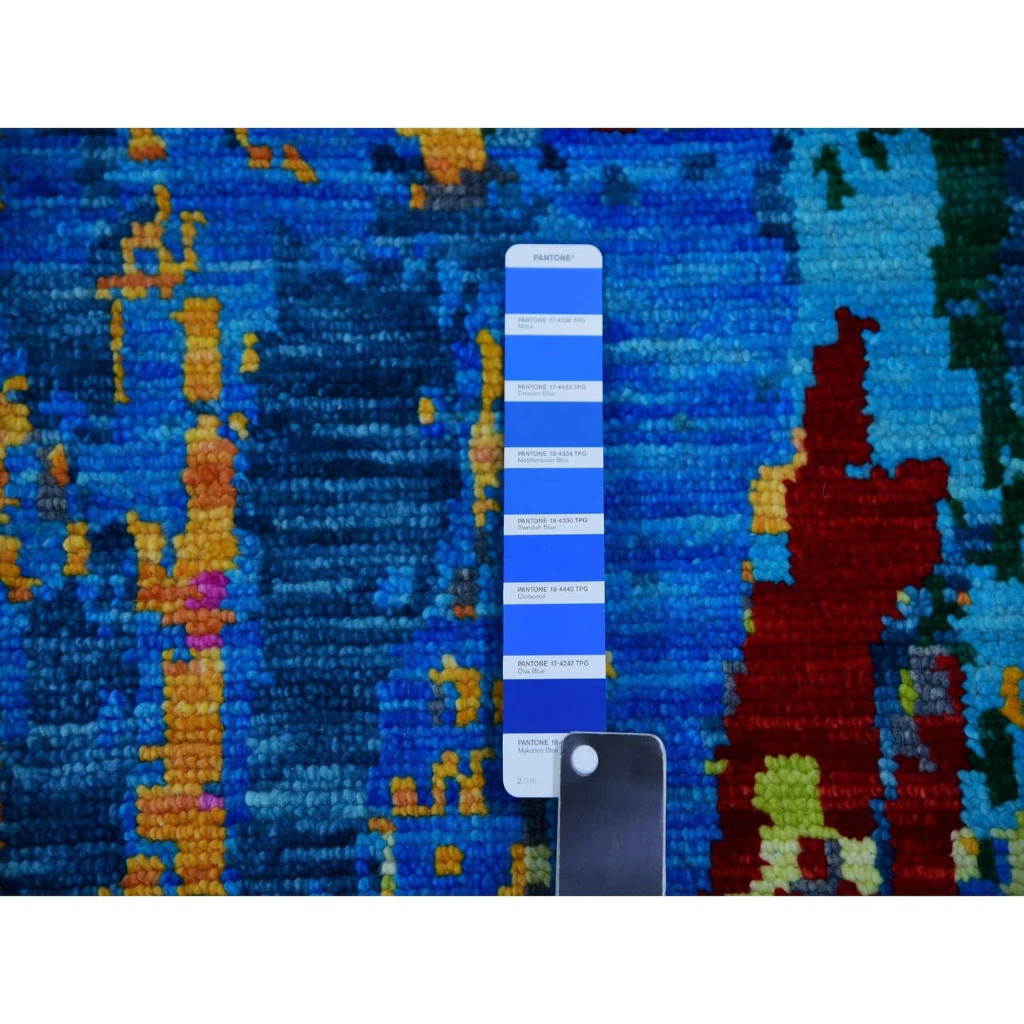 9'X11'9" Hot Pink Blue Modern Design Hand Knotted Pure Wool Oriental Rug