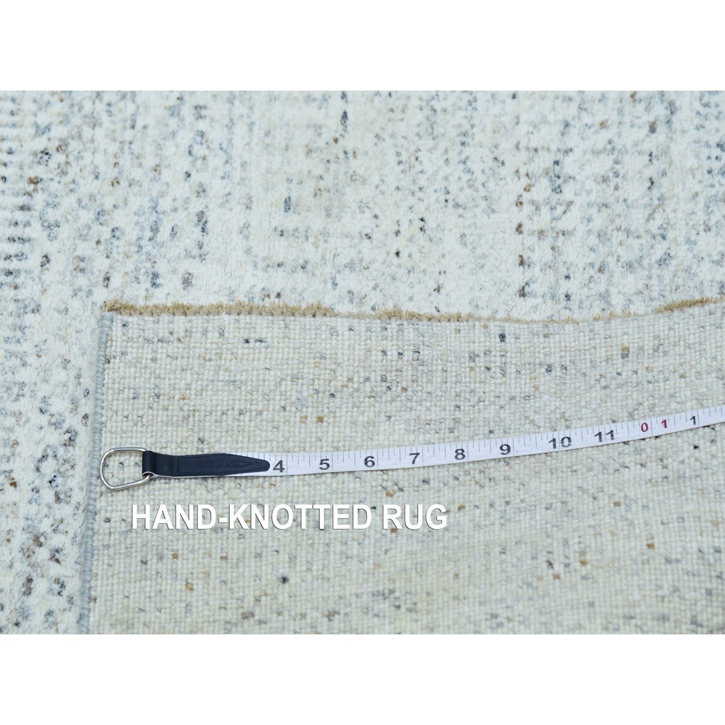 2'5"X21'9" Moonshine Gray Grass Design Undyed Hand Knotted Xl Runner Rug