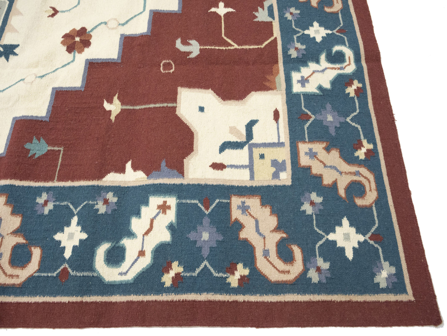 Reversible Hand-Hooked Dhurrie Oriental Rug